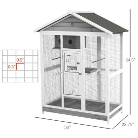 Wooden Bird Cage Aviary, Flight Cage With 4 Perches, Nest And Slide-Out Tray For Indoor Outdoor, GrayMultiple Packages Shipped. Please Pay Attention T