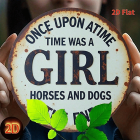 CIFbuy Vintage | Round Iron Sign 2D Flat Printed Metal Plaque, Once Upon A Time There Was A Girl Who Loved Horses And Dogs Retro Wall H TikTok, TikTok