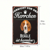 CIFbuy Vintage German Beagle Warning 2D Flat Metal Sign" 8x12 Inch Retro Iron Wall Art Beware, The Beagle Humorous Dog Decor For Home Metal SikTok