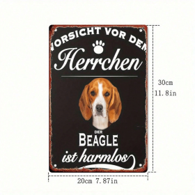 CIFbuy Vintage German Beagle Warning 2D Flat Metal Sign" 8x12 Inch Retro Iron Wall Art Beware, The Beagle Humorous Dog Decor For Home Metal SikTok