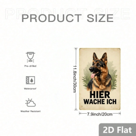 CIFbuy Vintage German Shepherd Metal Sign HIER WACHE ICH Retro Dog Wall Art Classic Animal Illustration 2D Flat Home Decor 1pc TikTok, TikTok