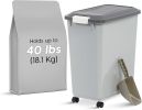 Dog Food Storage Container with Wheels, Airtight Lid, 2-Cup Scoop, Up to 40 Pounds Pet Food Storage, Built in Scoop Storage in Lid