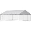 Heavy Duty Outdoor Dog Kennel with Waterproof Roof, 2 Secure Latches, Chain Link Dog Run for Backyard, 20' x 15' x 8'