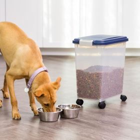 Airtight Dog Food Storage Container, Up to 30 lbs, Attachable Wheels, for Dog Cat Bird and other Pet Food Storage Bin, Keep Fresh, Easy Mobility