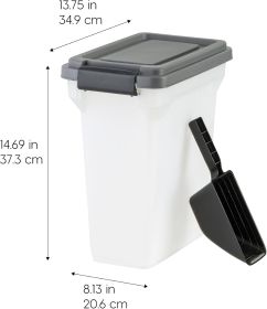Dog Food Storage Container, Airtight Lid, 2-Cup Scoop, Up to 13 Pounds Pet Food Storage, Versatile Pet Food Bin, Treats, BPA Free, Dark Gray