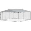 13' x 13' x 6.5' Dog Kennel Outdoor for Small Medium Dogs with Waterproof Roof, Silver