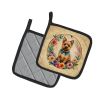 Norwich Terrier and Flowers Pair of Pot Holders Kitchen Heat Resistant Pot Holders Sets Oven Hot Pads for Cooking Baking BBQ, 7 1/2 x 7 1/2