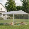 13' x 13' x 6.5' Dog Kennel Outdoor for Small Medium Dogs with Waterproof Roof, Silver