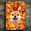 CIFbuy Cute Shiba Inu Metal Sign Autumn Leaves Dog Plaque Sturdy Tin Wall Art Home Decor Kitchen Bedroom Bar Restaurant 2D Flat TikTok, TikTok