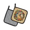Yellow Labrador Retriever and Flowers Pair of Pot Holders Kitchen Heat Resistant Pot Holders Sets Oven Hot Pads for Cooking Baking BBQ, 7 1/2 x 7 1/2