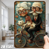 CIFbuy Vintage Metal Wall Art Retro Bike Couple With Dog Cyan Floral Background 8x12 Inch Farmhouse Home Decor Sign Gift TikTok, TikTok
