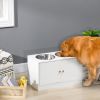 Elevated Dog Bowls with Storage Cabinet, Large 44L Capacity, Raised Dog Bowl Stand, Pet Food Bowl Feeding Station, White