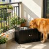 Large Elevated Dog Bowls with Storage Cabinet Containing Large 44L Capacity, Raised Dog Bowl Stand Pet Food Bowl Pet Feeding Station