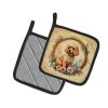 Poodle and Flowers Pair of Pot Holders Kitchen Heat Resistant Pot Holders Sets Oven Hot Pads for Cooking Baking BBQ, 7 1/2 x 7 1/2