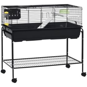 Two-Story Small Animal Cage Removable from Stand, Guinea Pig Cage with Shelf & Wheels, Pet Habitat for Hedgehog, Chinchilla, Ferret, 39" x 20.5" x 36 (Option: Grey-1055x675x280 mm)