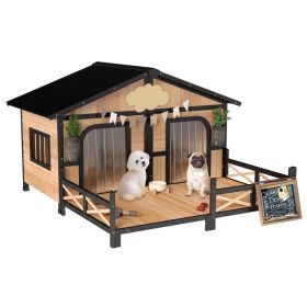 Dog House Outdoor, Wooden Dog Kennel Weatherproof With Porch, Openable Roof, Multiple Packages Shipped. Please Pay Attention To The Dimensions And Wei (Option: Natural Wood Color)