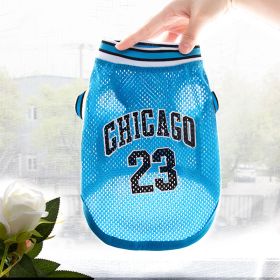 Pet Clothes Basketball Vest Large Mesh Summer Dog Clothes (Option: Basketball Wear No 23 Blue-XS)