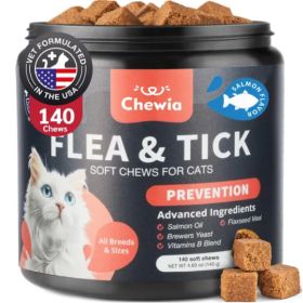 Flea Support Chews For Cats Salmon Flavor Flea And Tick Supplement For Cats Daily Oral Cat Flea And Tick Treatment Chews Soft Treats For All Breeds & (Option: 1Pc)