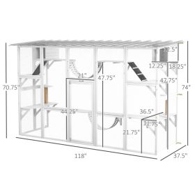 Cat Window Box , Large Catio With Shelves & Bridges, Outside Enclosure For Multiple Cats, Multiple Packages Shipped. Please Pay Attention To The Dimen (Option: White)