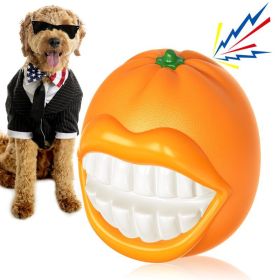 PROKEl Dog Toys Squeak Chew Toys Tough Ballfor Medium Large Extra Aggressive ChewersringDogs Breed Interactive Enduring IndestructibleSqueaky Toy Trai (Option: Orange)