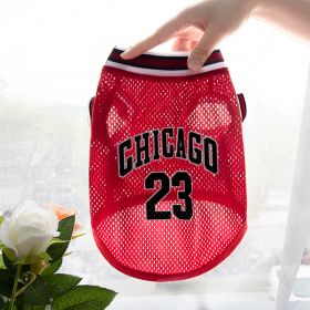 Pet Clothes Basketball Vest Large Mesh Summer Dog Clothes (Option: Basketball Wear No 23 Red-XS)