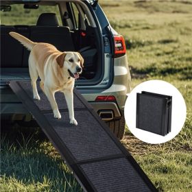Dog Ramp For Car 65inchX17.2inch Large Folding Pet Stair Ramps For Truck, SUV, With Non-Slip Surface, Up To 250LBS, Outdoor Dog Car Ramp For Medium & (Option: Black)