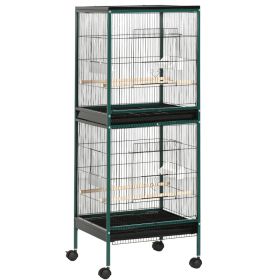 Large Bird Cage with 1.7 ft. Width for Wingspan, Bird Aviary Indoor with Multi-Door Design, Fit for a Canary, Finch, Conure, 55", Green (Option: Green-1420x610x115 mm)