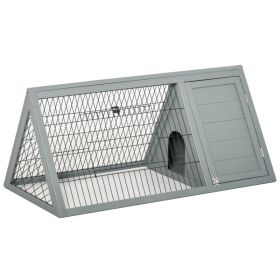 46" x 24" Wooden A-Frame Outdoor Rabbit Hutch, Small Animal Cage, Bunny Hutch with Outside Run & Ventilating Wire, for Rabbits, Chickens, Ducks, Gray (Option: Grey-1240x120x640 mm)