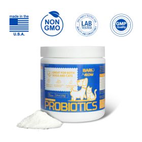 Bark And Meow Probiotics For Dogs & Cats 7 Tailored Strains Prebiotics, Pumpkin & Carrot 5 Billion CFU Scoop Human-Grade, Non-GMO, Vet-Approved, Made (Option: 1pcs)