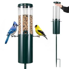 Standing Bird Feeder Squirrel-Proof, 4 Feeding Port With Perches Heavy-Duty Metal & PC Construction (Option: defaulttitle)