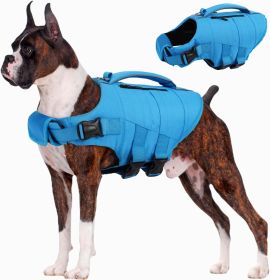 Dog Life Jacket, High Flotation Dog Life Vest for Swimming Boating, Adjustable Small Medium Large Dogs Swim Vest with Rescue Handle and Pocket (size: Blue    XX-Large)