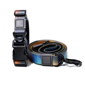 Trendy Gradient Printed PVC Dog Leash & Collar Set, Waterproof Durable Pet Lead with Unique Pattern, Adjustable for Small Medium Large Dogs (Pattern: Blue Honeycomb, size: M)