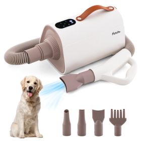 Dog Cat Hair Blower with Negative Ion Function and Adjustable Temperature (Color: White)
