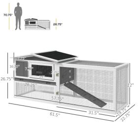 Hutch 2-Story Bunny Cage, Guinea Pig Cage Indoor Outdoor, Small Animal House With Slide Out Tray, For Rabbits, Chickens, Ducks Light Gray (Option: Light Gray)