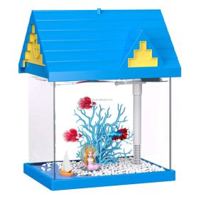 FREESEA 2-gallon Acrylic Fresh-keeping Fish Tank, Equipped With Filtration And Lighting, Suitable For Shrimp, Jellyfish, And Goldfish, Ideal For Child (Option: Blue)