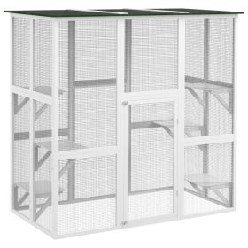Outdoor Cat House Big Catio Wooden Feral Cat Shelter Enclosure with Large Spacious Interior, 6 High Ledges, Weather Protection Asphalt Roof, 71" L, W (Option: White-1400x670x155 mm)