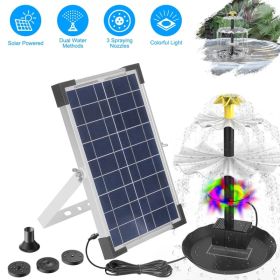 3-Tier Solar Bird Bath Fountain Solar Powered Water-Pump Waterfall Feature With Colorful Light 3 Nozzles 6W Solar Panel For Bird Bath Patio Yard Pond (Option: Black)