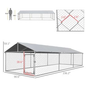Outdoor Dog Kennel For Large-Sized Dogs With Waterproof UV Resistant Roof, SilverMultiple Packages Shipped. Please Pay Attention To The Dimensions And (Option: Silver Gray)