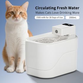 Intelligent Sensor Pet Drinking Fountain 2000ML Large Capacity, USB Charging Wireless Water Feeder, Ultra Quiet Anti-Dry Burn Water Dispenser With Fil (Option: White)