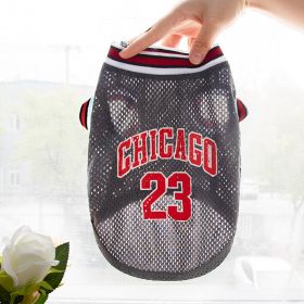 Pet Clothes Basketball Vest Large Mesh Summer Dog Clothes (Option: Basketball Wear No 23 Gray-S)