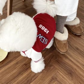 Simple Printed Autumn Pet Baseball Uniform (Option: Red-XL)