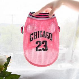 Pet Clothes Basketball Vest Large Mesh Summer Dog Clothes (Option: Basketball Wear No 23 Pink-XXL)