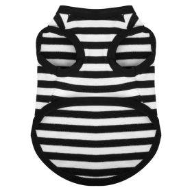 Summer Thin Cotton Striped Vest Dog Clothes (Option: Black And White Cotton Stripes-M)
