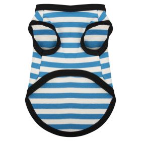Summer Thin Cotton Striped Vest Dog Clothes (Option: Light Blue Cotton Stripes-L)