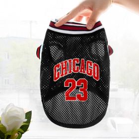 Pet Clothes Basketball Vest Large Mesh Summer Dog Clothes (Option: Basketball Wear No 23 Black-5XL)